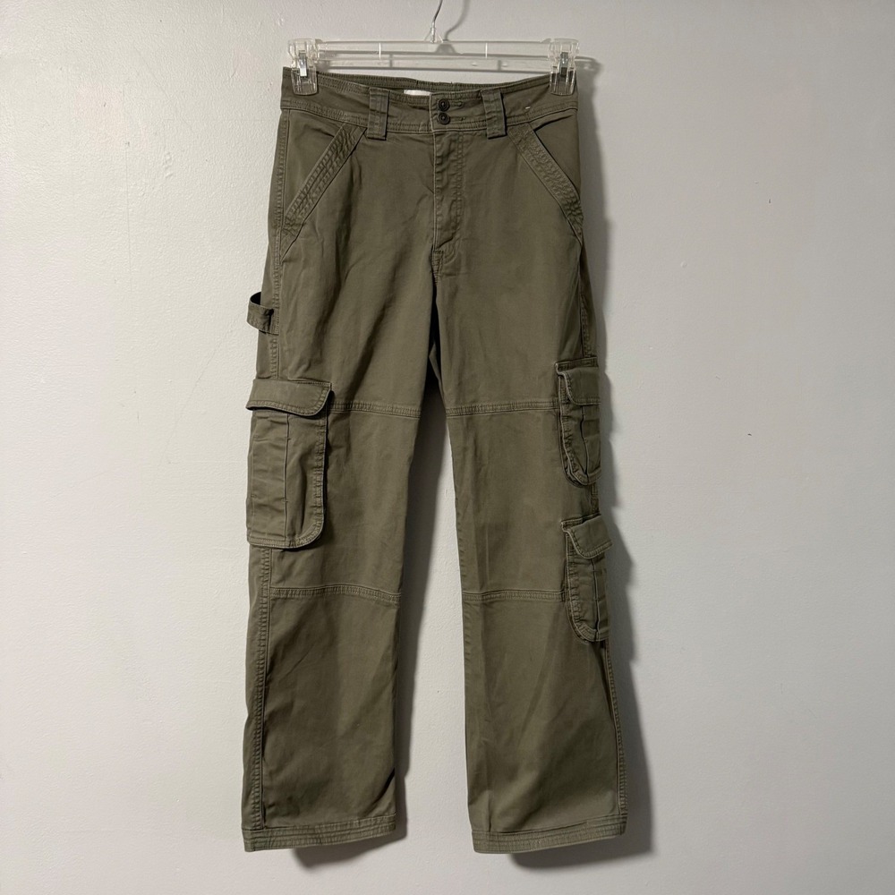 Abercrombie & Fitch Women Cargo Utility Pants Olive‎ Green Pockets  26/2 Short